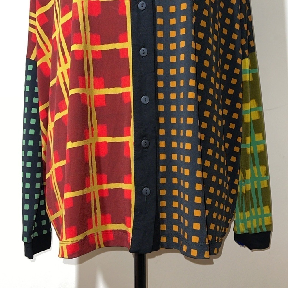 Alembika Multi Check Long Sleeve Button Up Blouse Sz Small NWOT - Picture 13 of 16